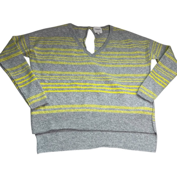 Charli Anthropologie 100% Cashmere Large Cropped Grey/Yellow Super Soft Sweater - Picture 1 of 8